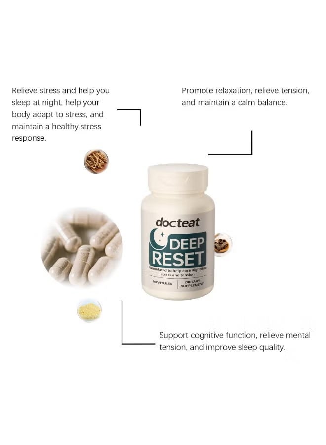 docteat 2*PACKS Nighttime Deep Relax Capsules, Relieve Stress and Tension, Dietary Supplement 60 Capsules*2 - Image 5